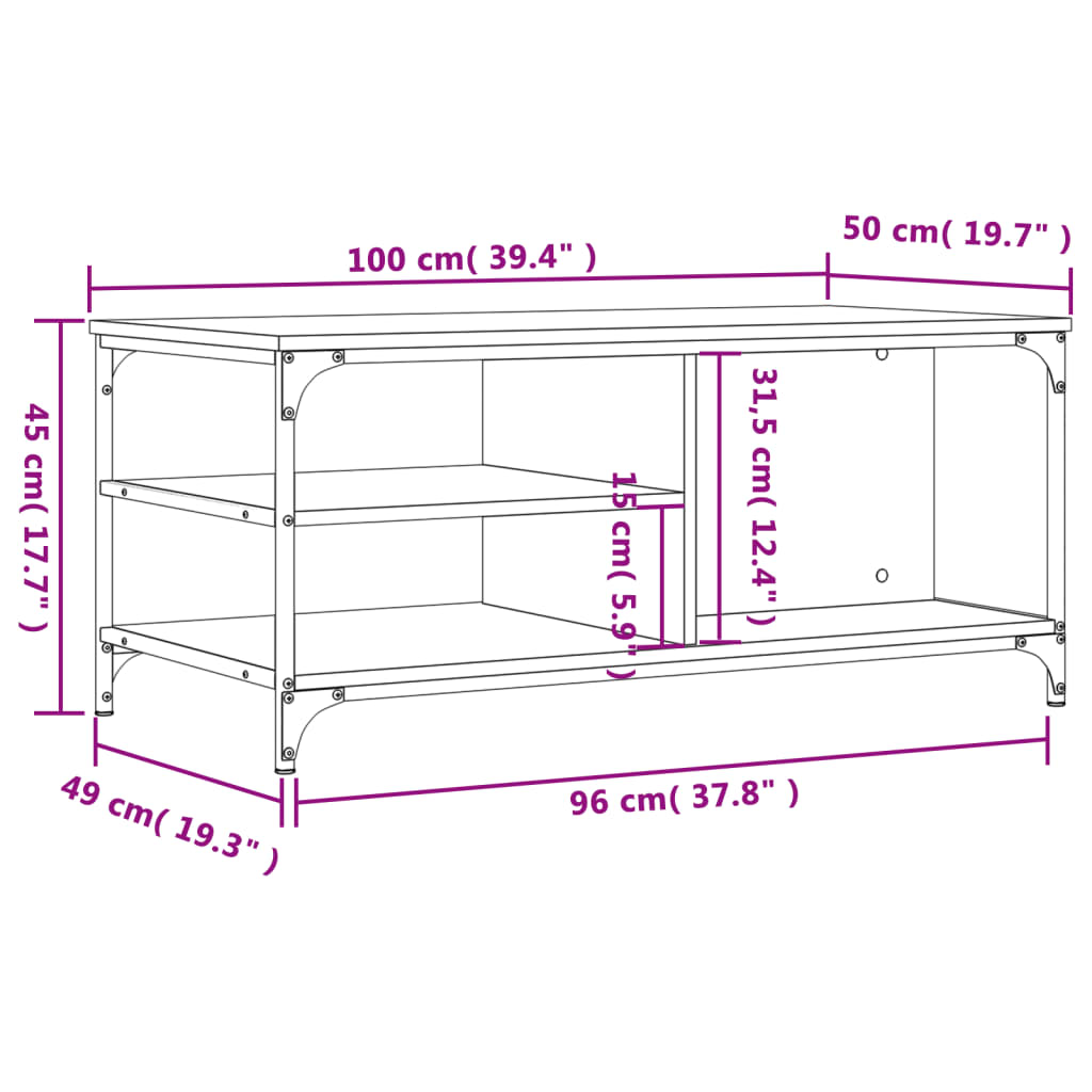 Coffee Table 100X50X45 Cm Engineered Wood