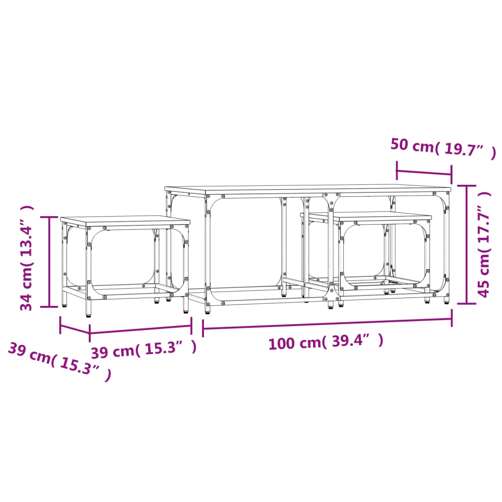 Nesting Coffee Tables 3 Pcs Engineered Wood