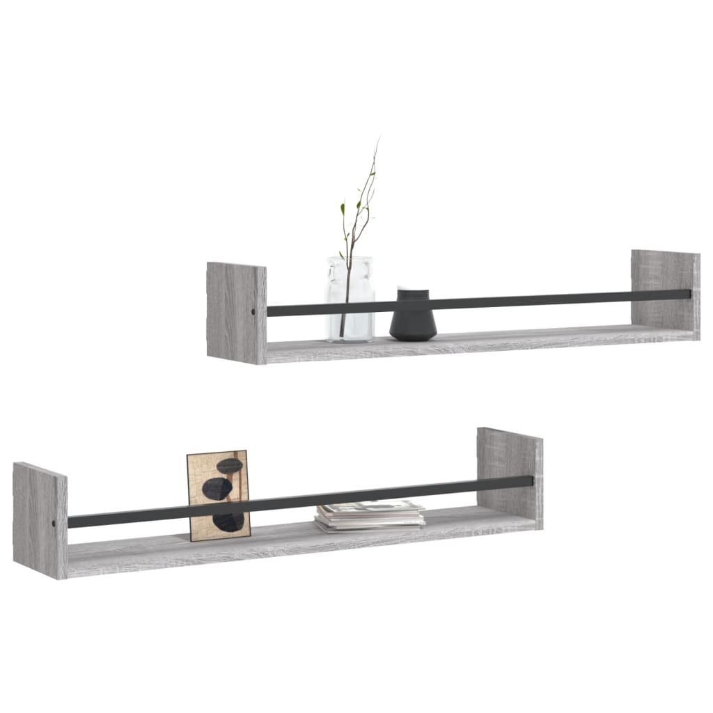 Wall Shelves With Bars 2 Pcs