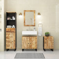 Bathroom Furniture Set Rustic Solid Mango Wood 4 Piece Vanity Cabinet Storage 62