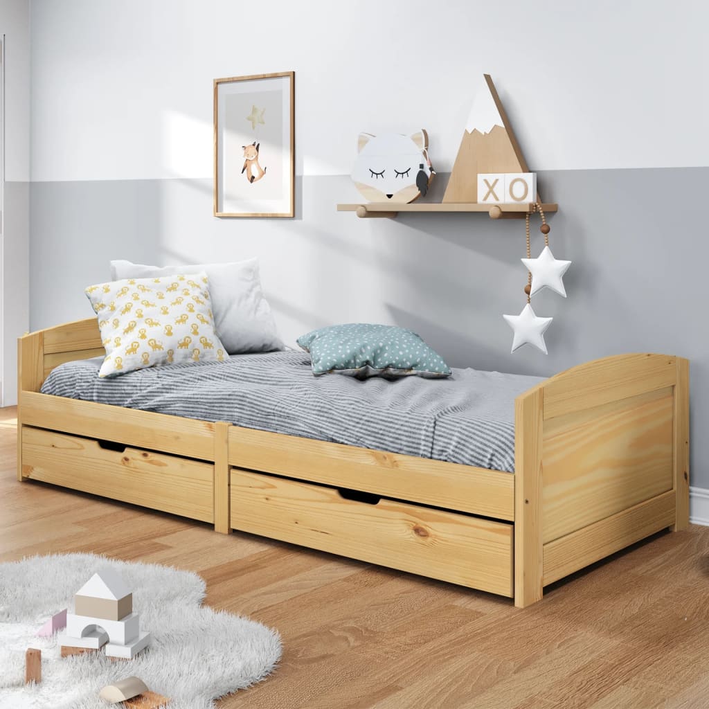 Day Bed With 2 Drawers Without Mattress Irun White&Pink 90X200 Cm