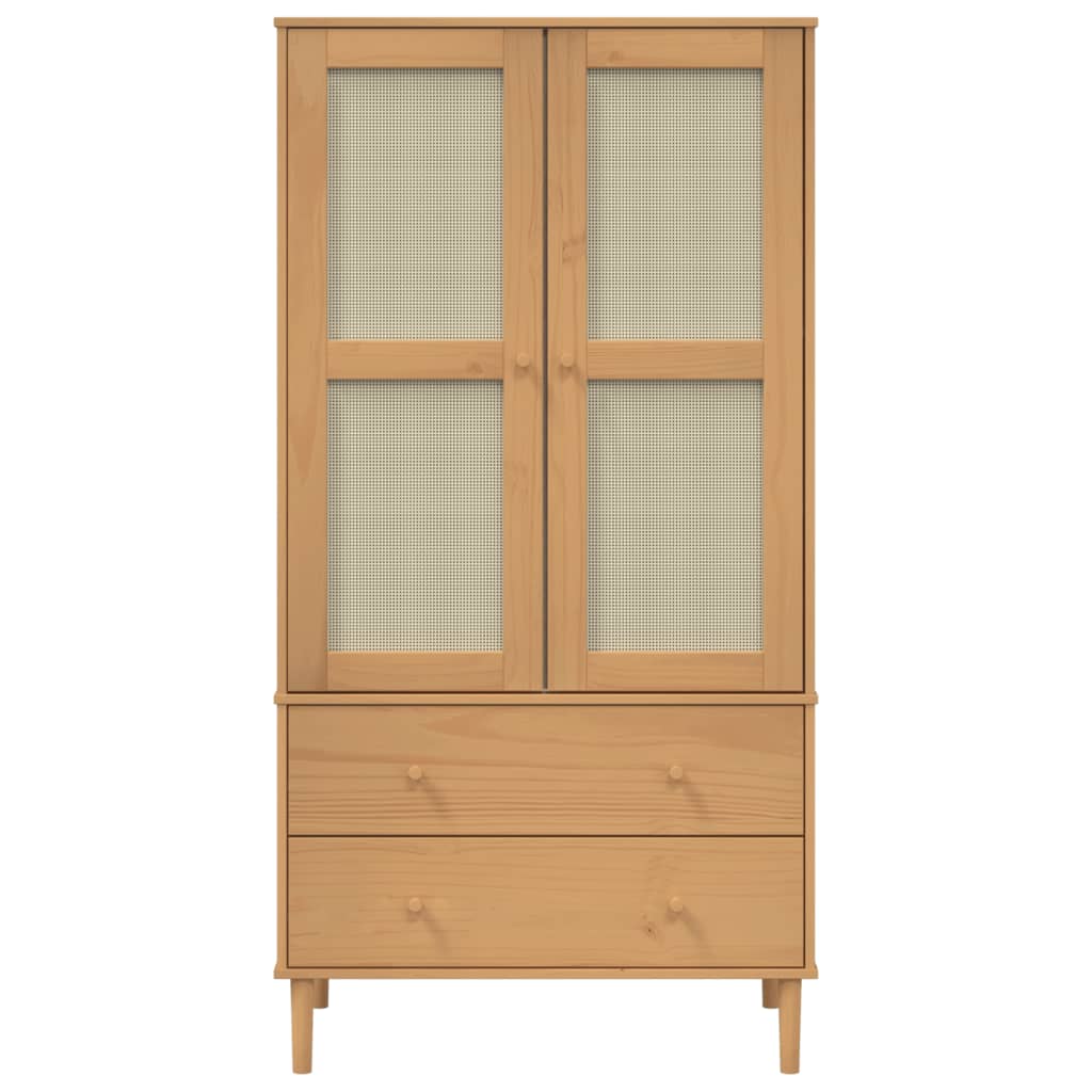 Wardrobe Senja Rattan 90X55X175 Cm Solid Wood Pine brown black white poly rattan