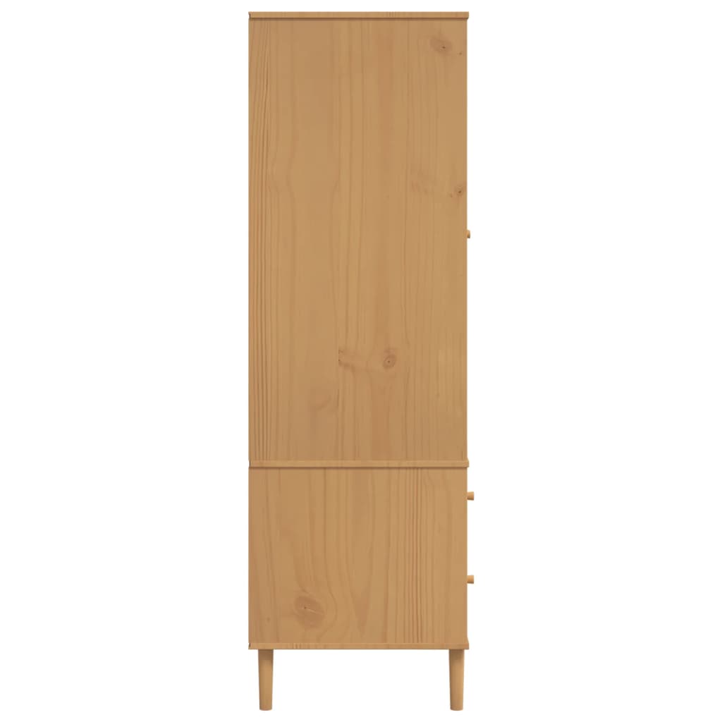 Wardrobe Senja Rattan 90X55X175 Cm Solid Wood Pine brown black white poly rattan