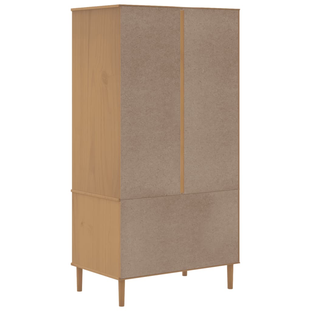 Wardrobe Senja Rattan 90X55X175 Cm Solid Wood Pine brown black white poly rattan