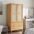 Wardrobe Senja Rattan 90X55X175 Cm Solid Wood Pine brown black white poly rattan