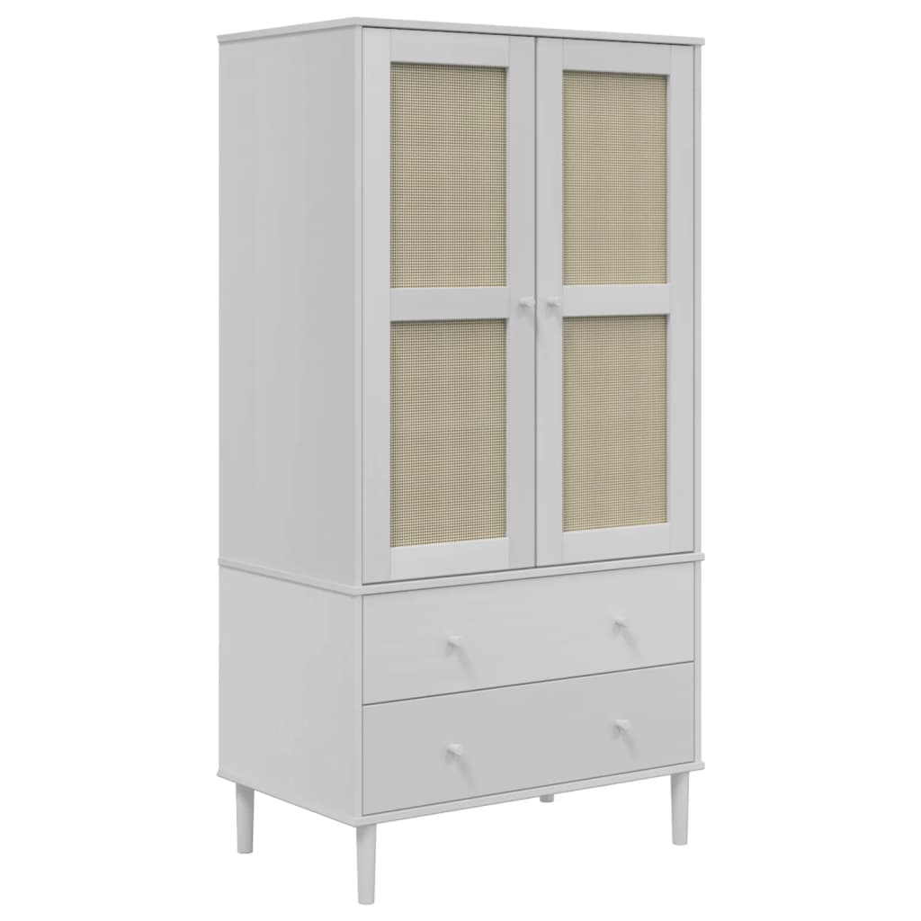 Wardrobe Senja Rattan 90X55X175 Cm Solid Wood Pine brown black white poly rattan