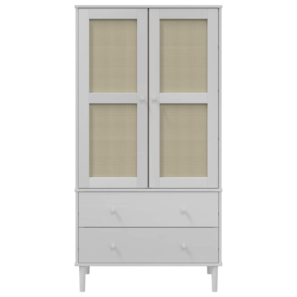Wardrobe Senja Rattan 90X55X175 Cm Solid Wood Pine brown black white poly rattan
