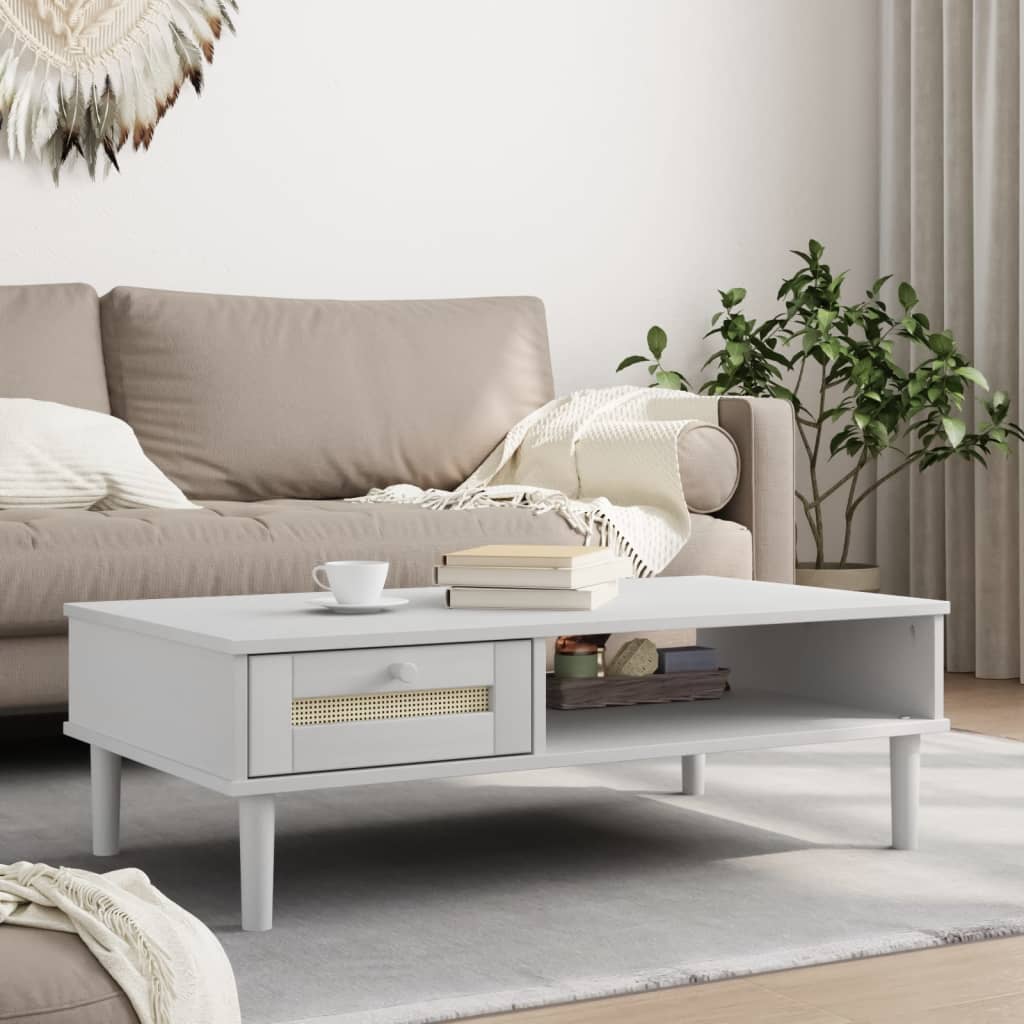 Coffee Table Senja Rattan Look 100X55X33 Cm Solid Wood