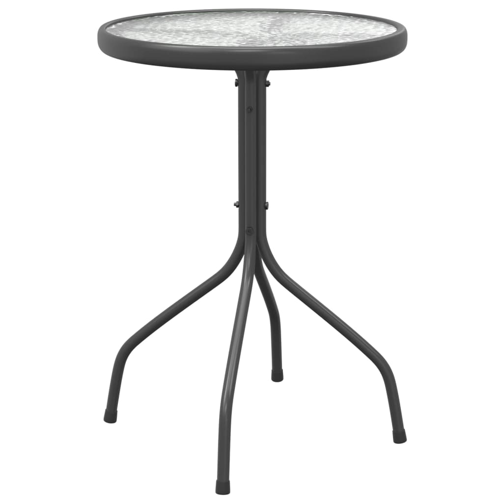 Outdoor Furniture Set 3 Piece Garden Dining Black Steel Patio Table & Chairs 45