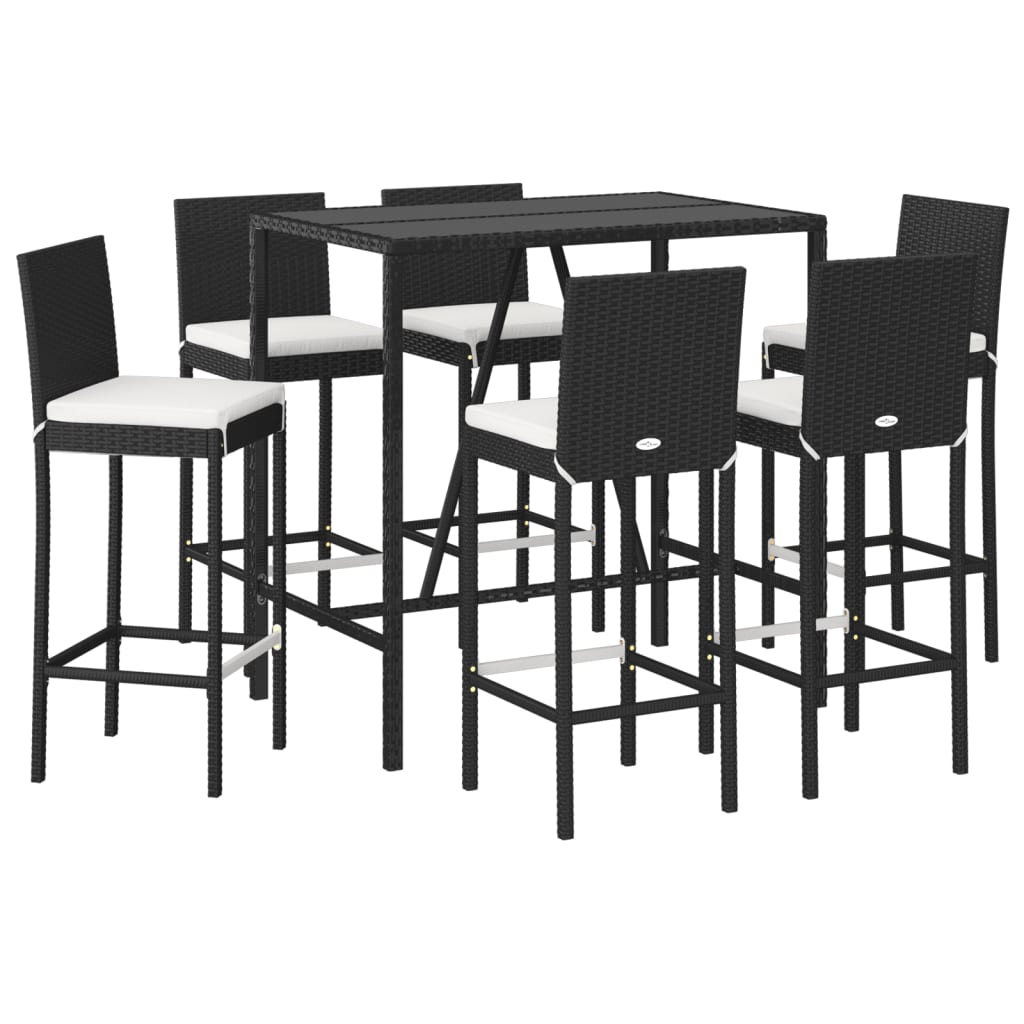 7 Piece Garden Bar Set With Cushions Poly Rattan