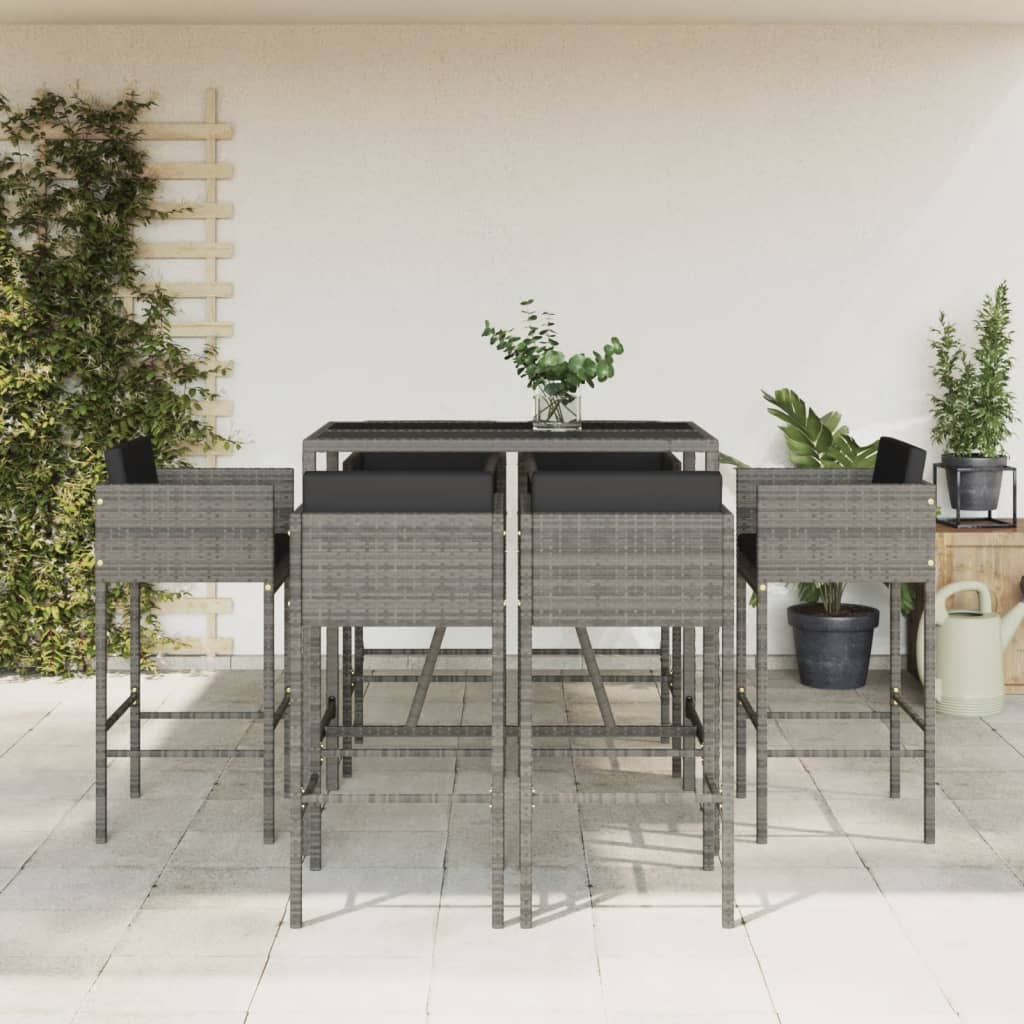 5 Piece Garden Bar Set With Cushions Poly Rattan
