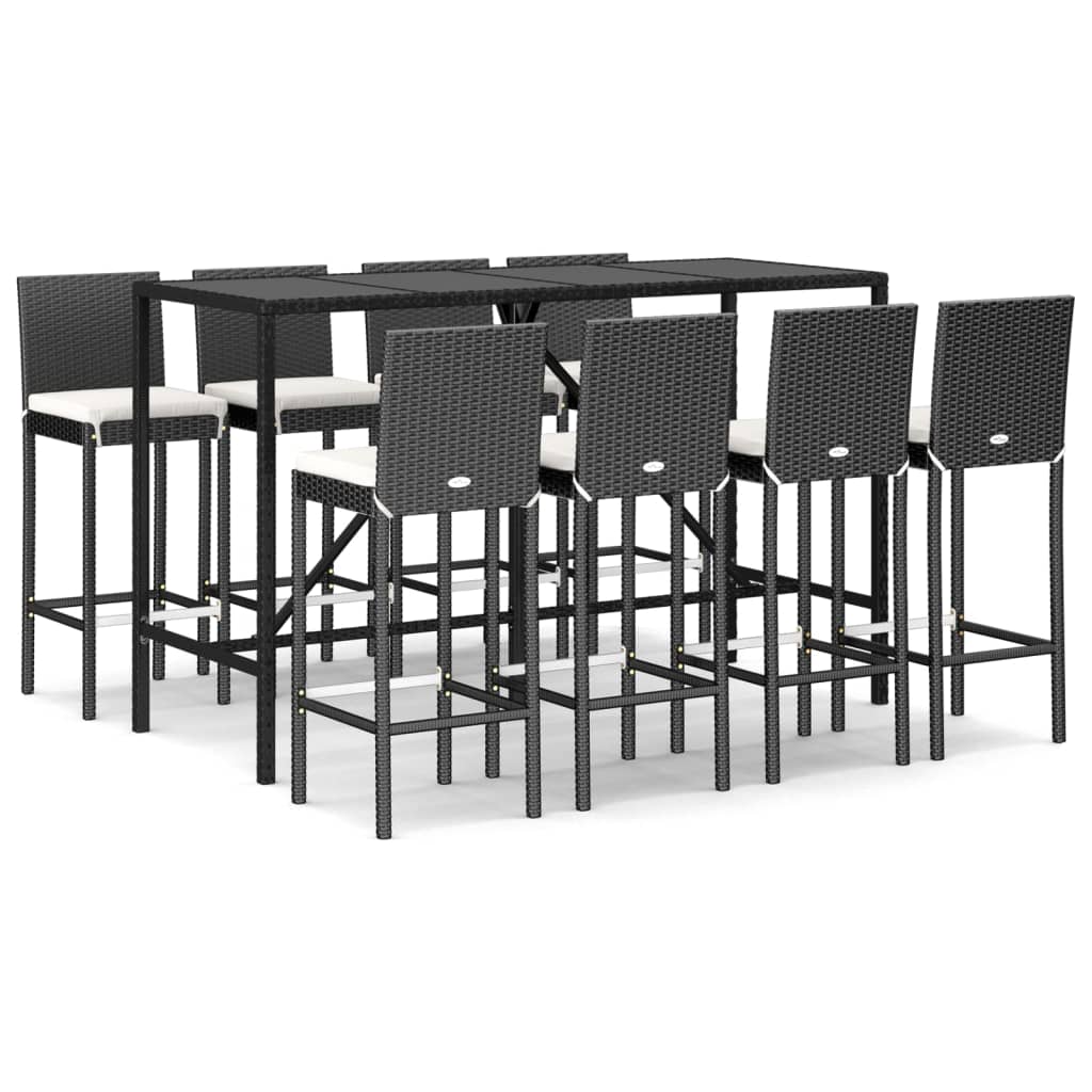 9 Piece Garden Bar Set With Cushions Poly Rattan