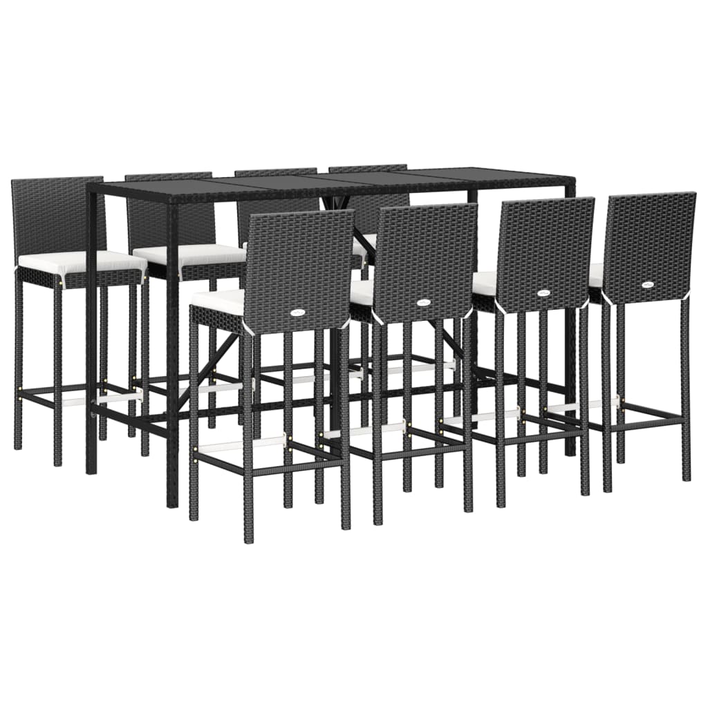 9 Piece Garden Bar Set With Cushions Poly Rattan