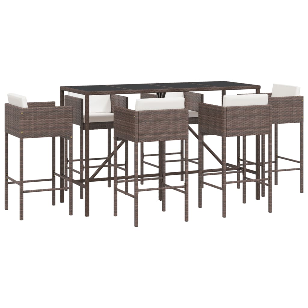 7 Piece Garden Bar Set With Cushions Poly Rattan