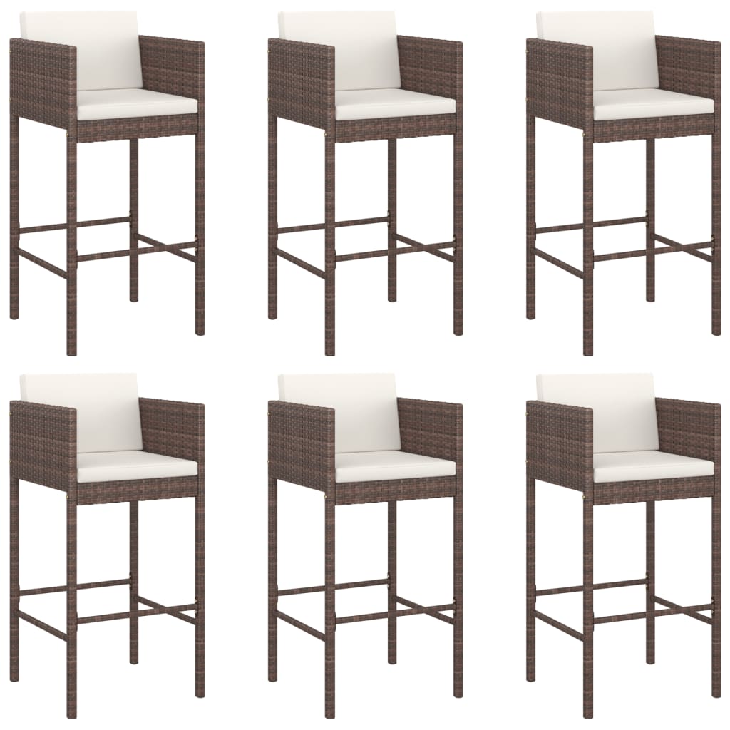 7 Piece Garden Bar Set With Cushions Poly Rattan