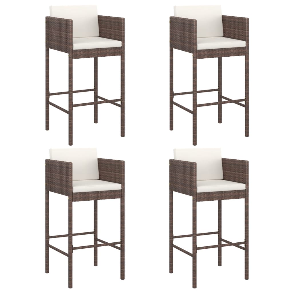 Outdoor Furniture Set Garden Bar Brown Rattan Patio Table 4 Chairs Cushions grey