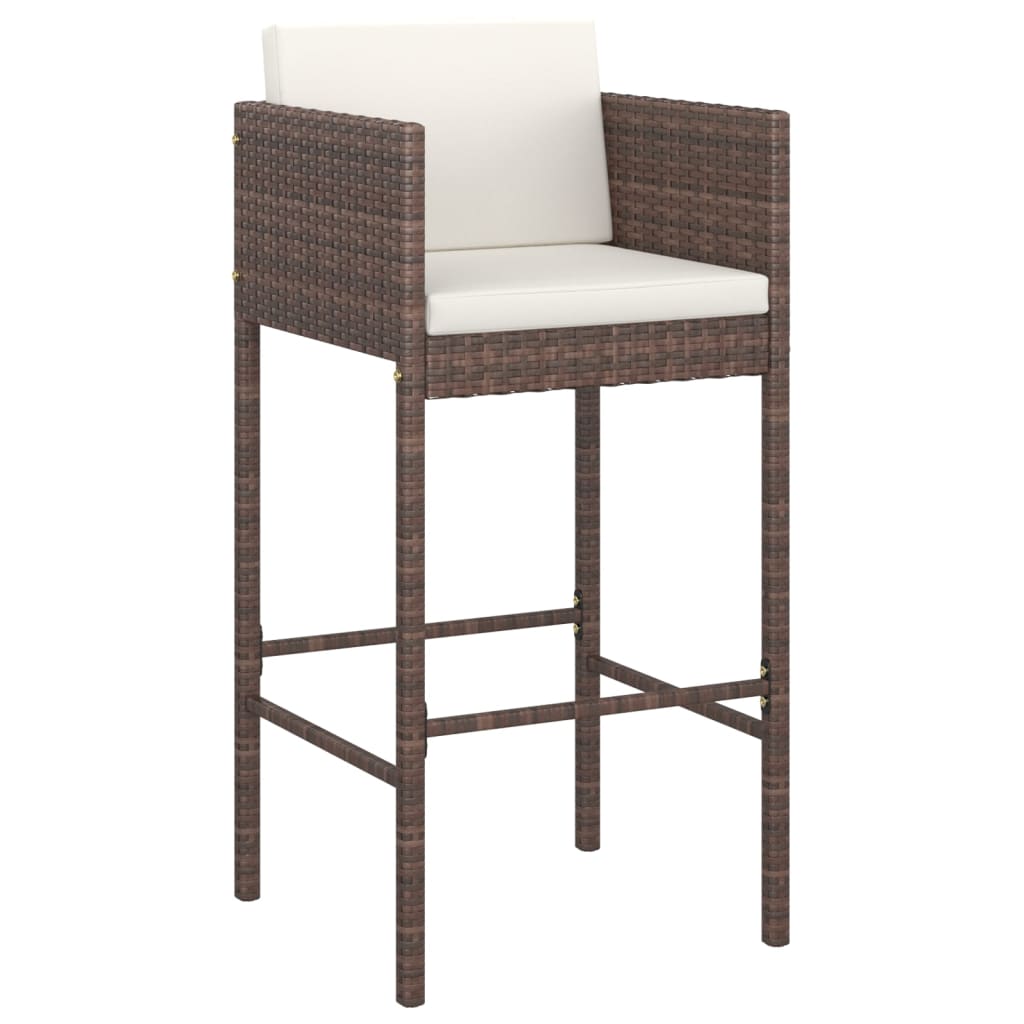 Outdoor Furniture Set Garden Bar Brown Rattan Patio Table 4 Chairs Cushions grey