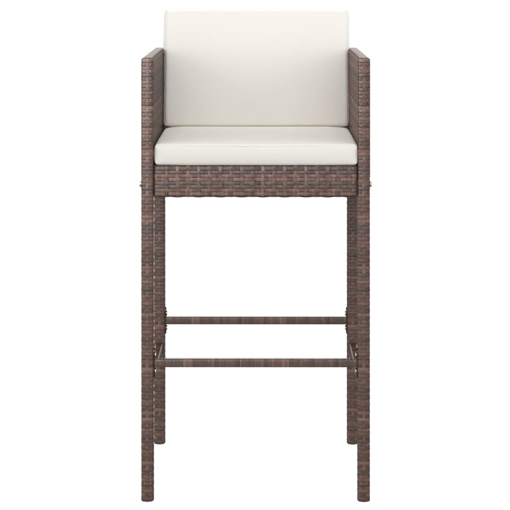 Outdoor Furniture Set Garden Bar Brown Rattan Patio Table 4 Chairs Cushions grey
