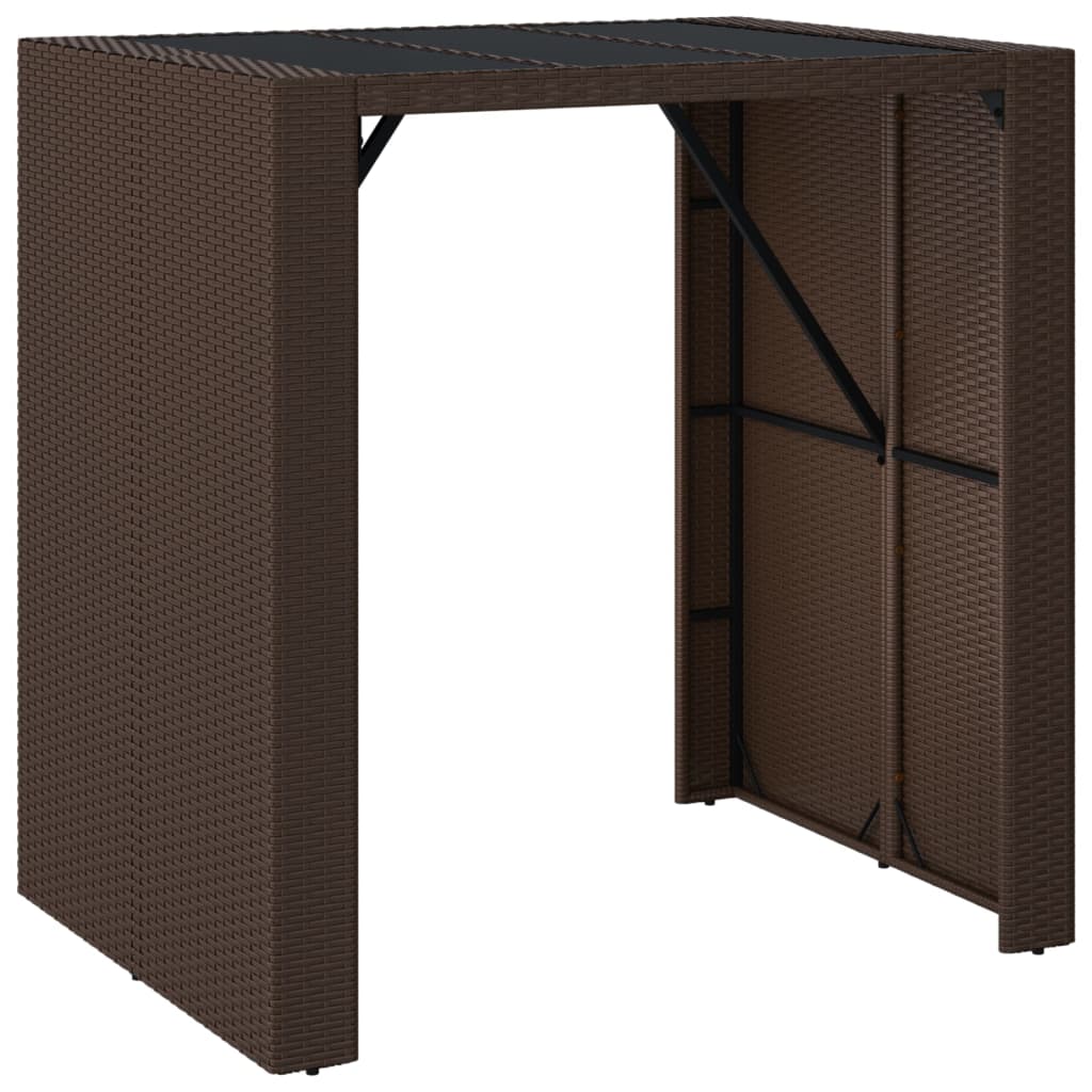 Outdoor Furniture Set Garden Bar Brown Rattan Patio Table 4 Chairs Cushions grey
