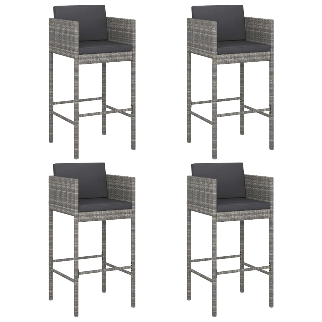5 Piece Garden Bar Set With Cushions Poly Rattan 1