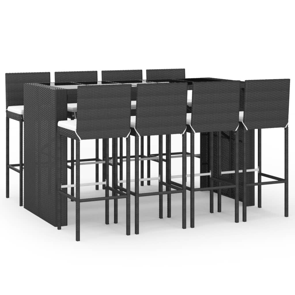 9 Piece Garden Bar Set With Cushions Poly Rattan