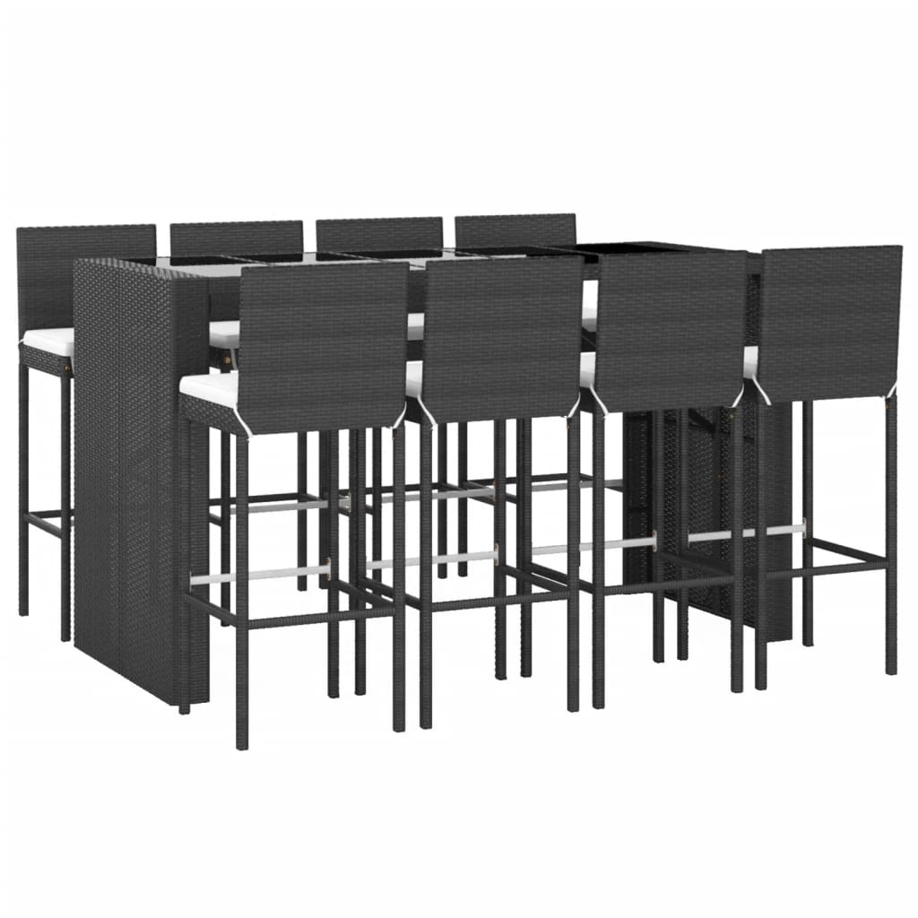9 Piece Garden Bar Set With Cushions Poly Rattan