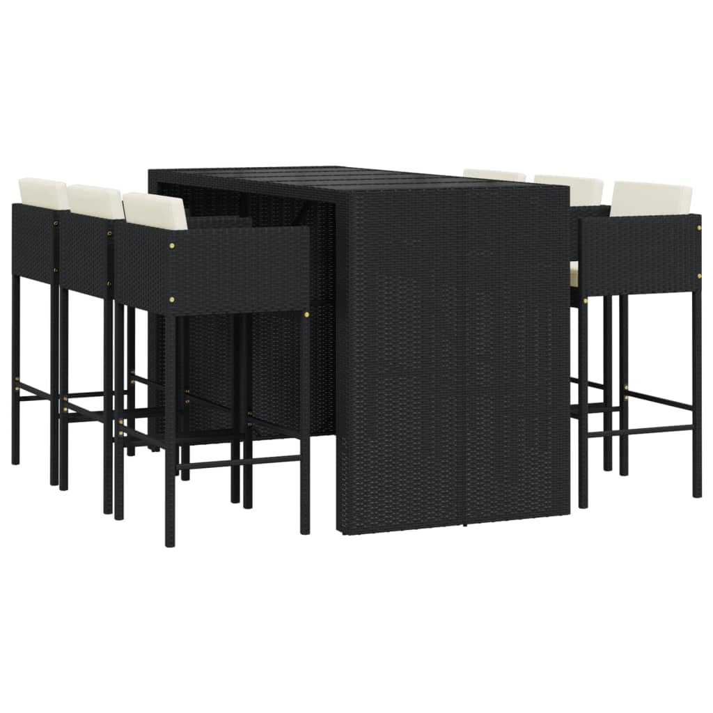 7 Piece Garden Bar Set With Cushions Poly Rattan