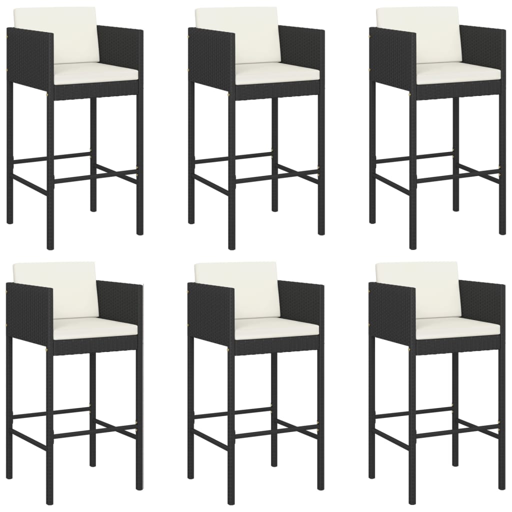 7 Piece Garden Bar Set With Cushions Poly Rattan