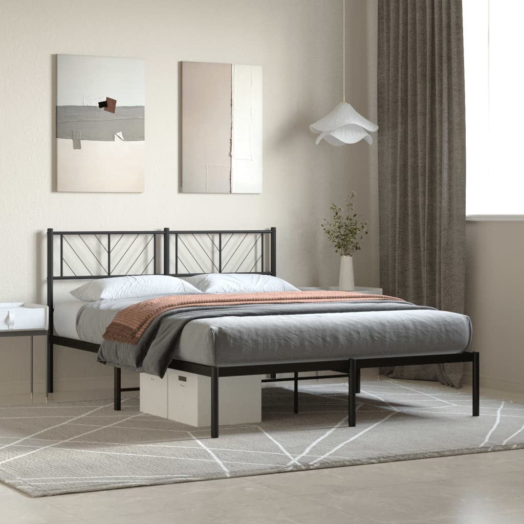 Metal Bed Frame Without Mattress With Footboard 140X200Cm