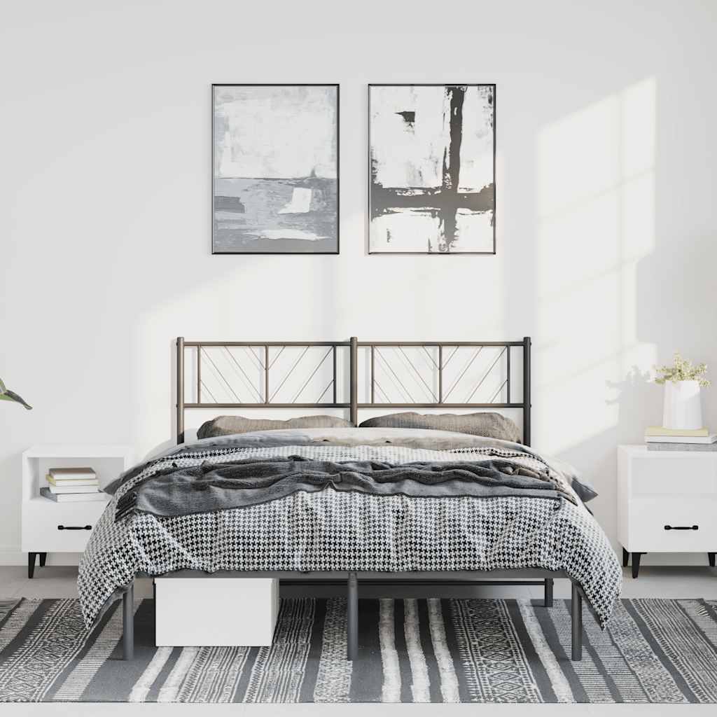 Metal Bed Frame Without Mattress With Footboard 140X200Cm