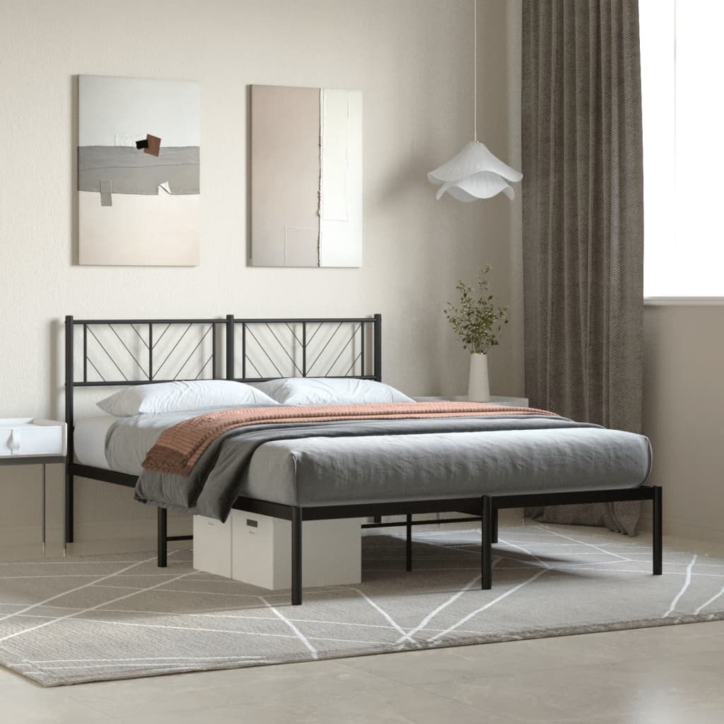 Metal Bed Frame Without Mattress With Footboard 140X200Cm