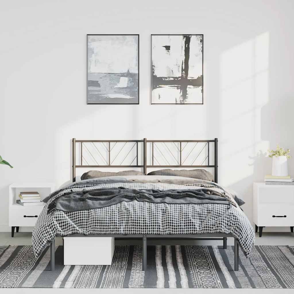 Metal Bed Frame Without Mattress With Footboard 140X200Cm