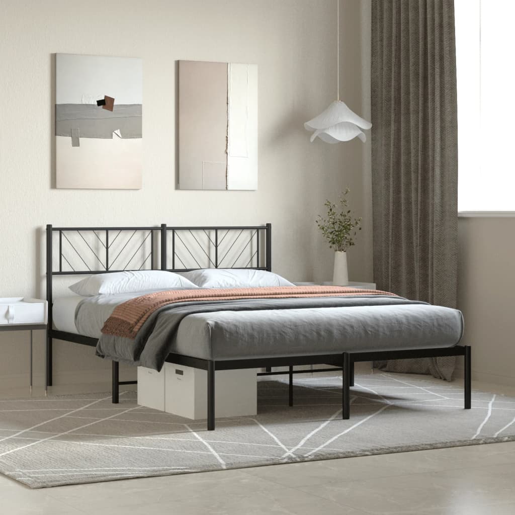 Metal Bed Frame Without Mattress With Footboard 140X200Cm