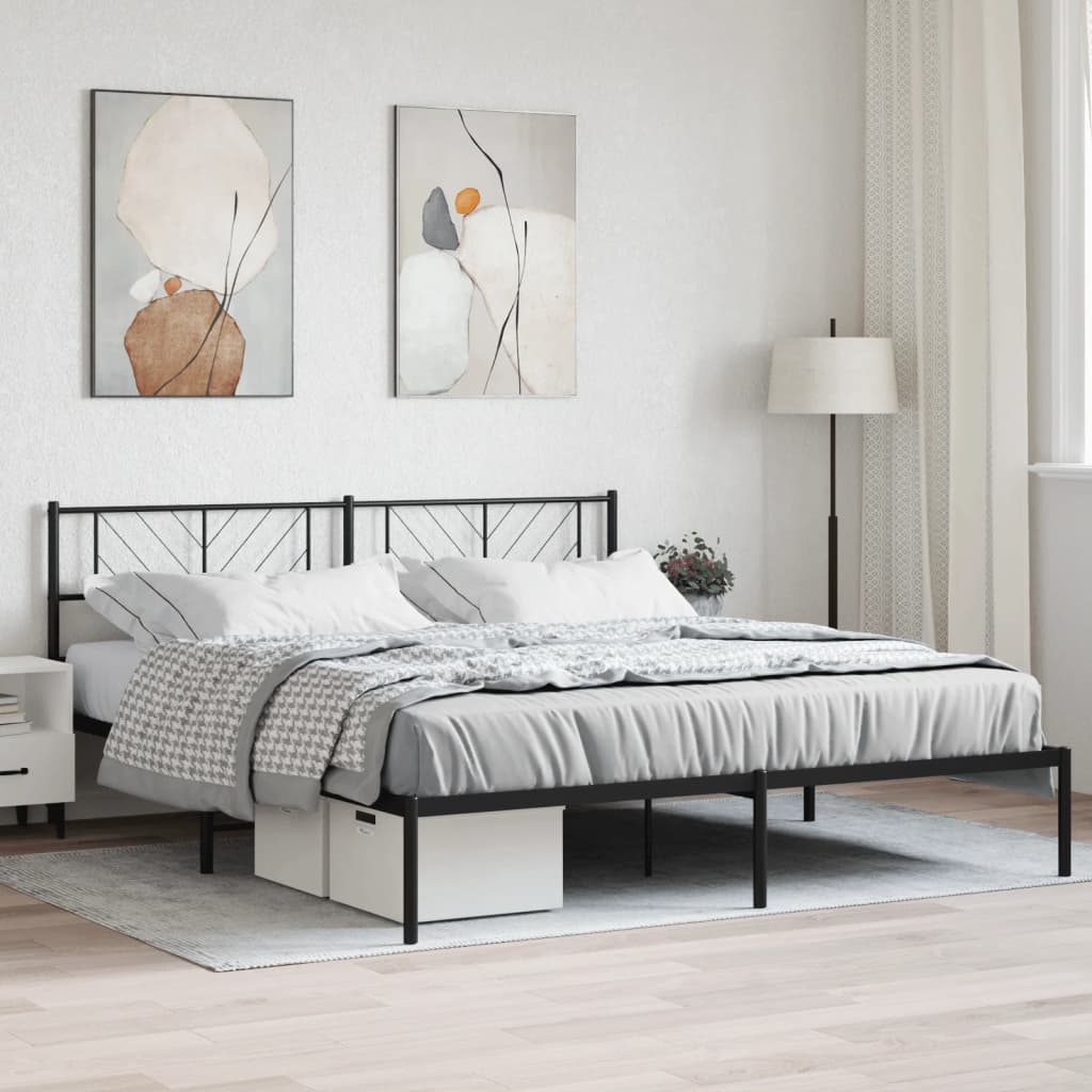 Metal Bed Frame Without Mattress With Footboard 140X200Cm