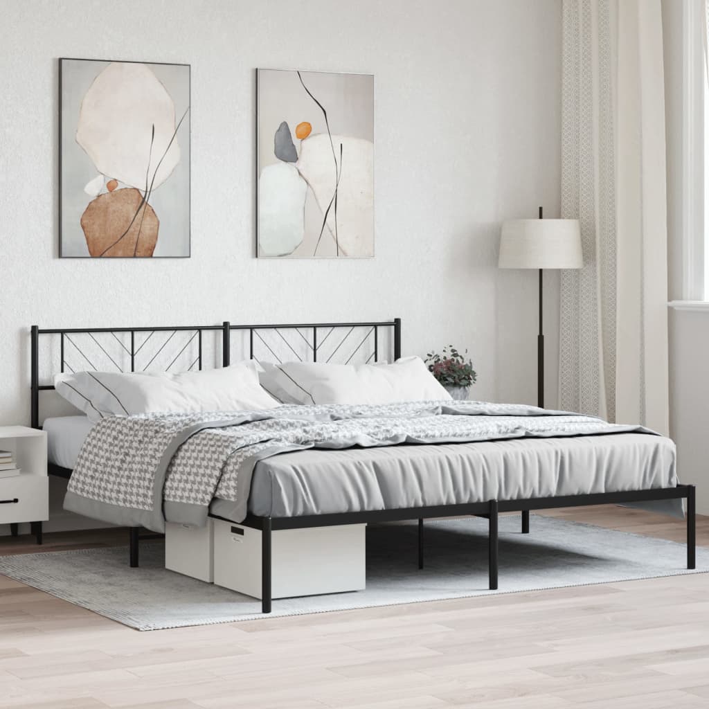Metal Bed Frame Without Mattress With Footboard 140X200Cm