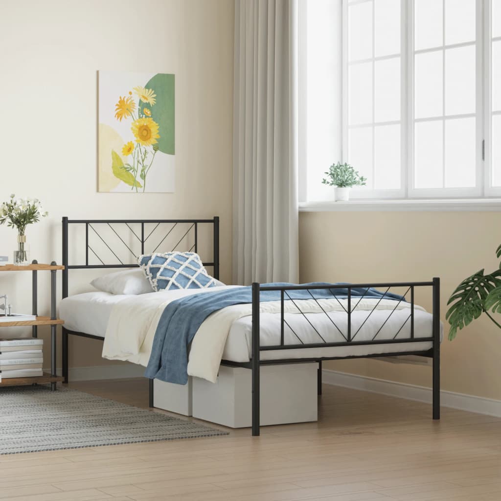 Metal Bed Frame Without Mattress With Footboard 140X200Cm
