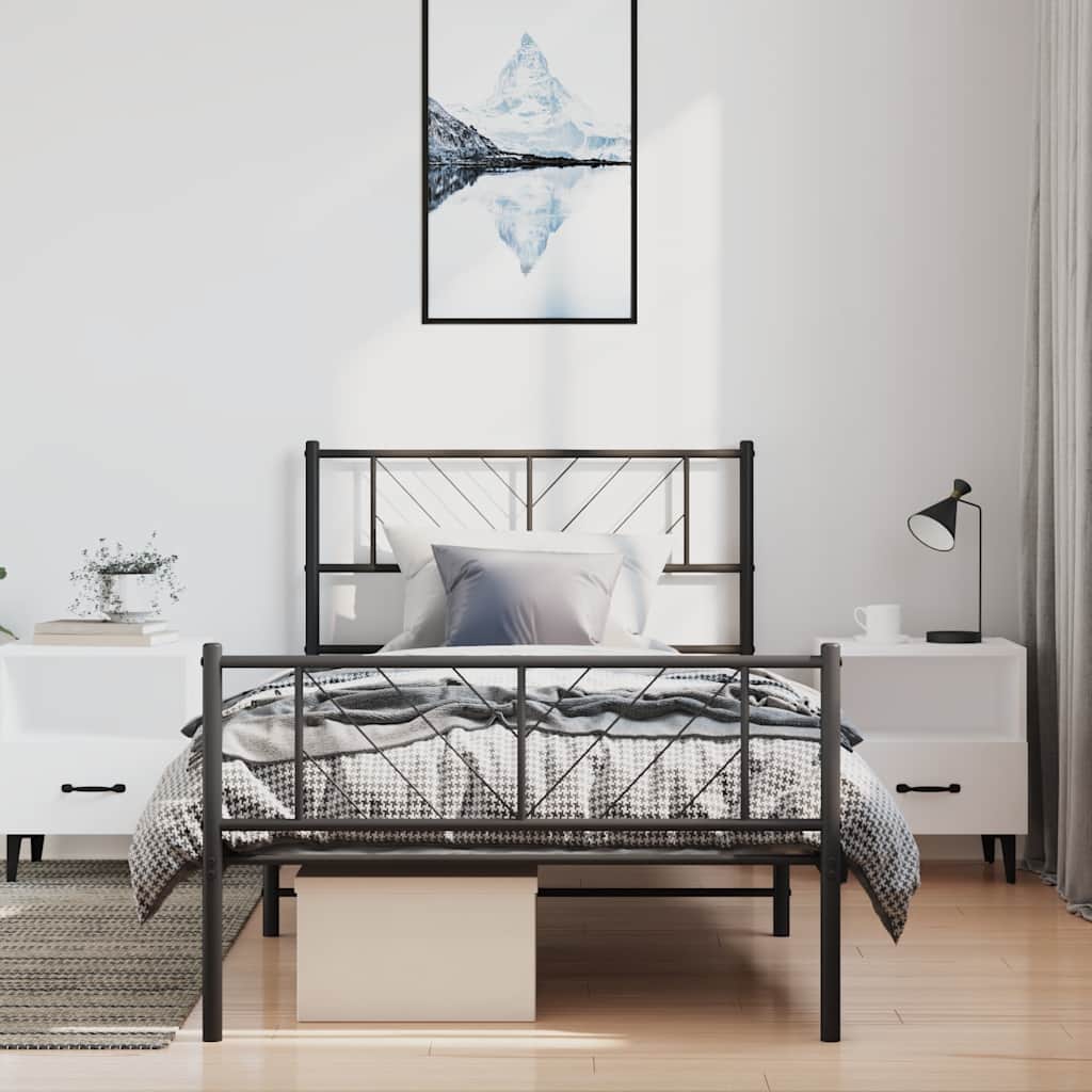 Metal Bed Frame Without Mattress With Footboard 140X200Cm