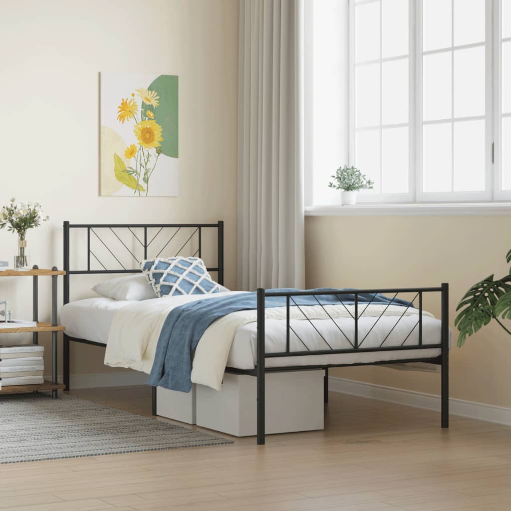 Metal Bed Frame Without Mattress With Footboard 140X200Cm