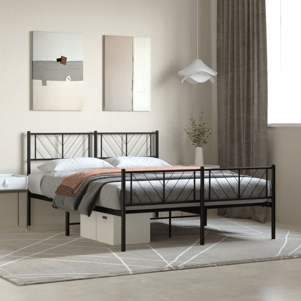 Metal Bed Frame Without Mattress With Footboard 140X200Cm