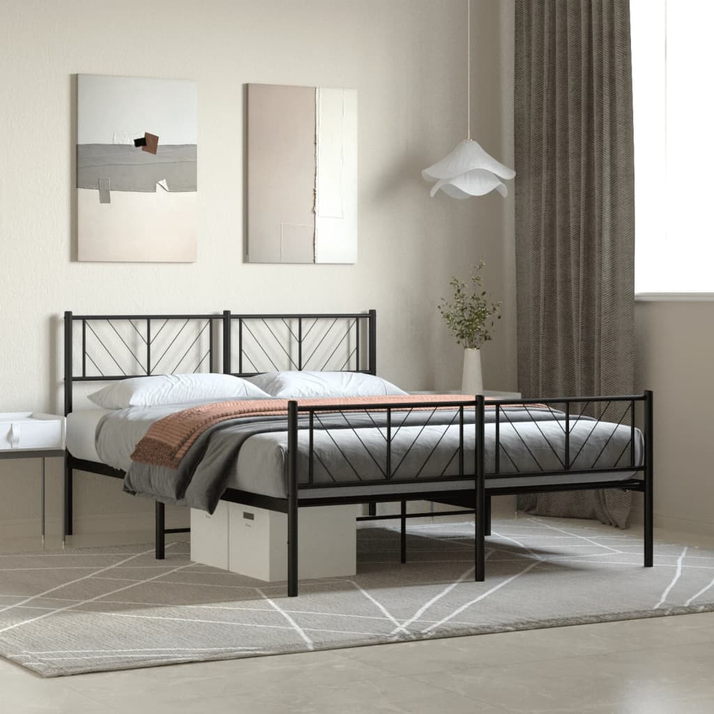Metal Bed Frame Without Mattress With Footboard 140X200Cm