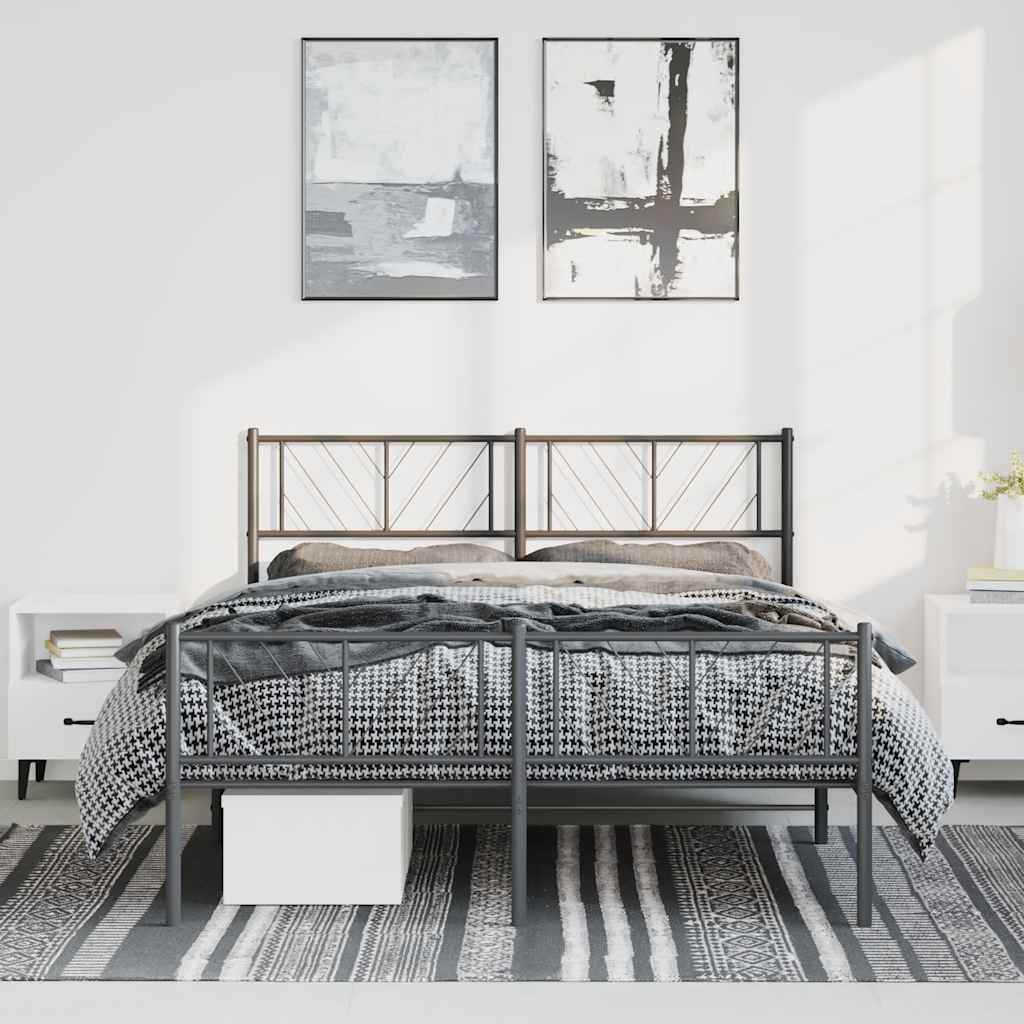 Metal Bed Frame Without Mattress With Footboard 140X200Cm