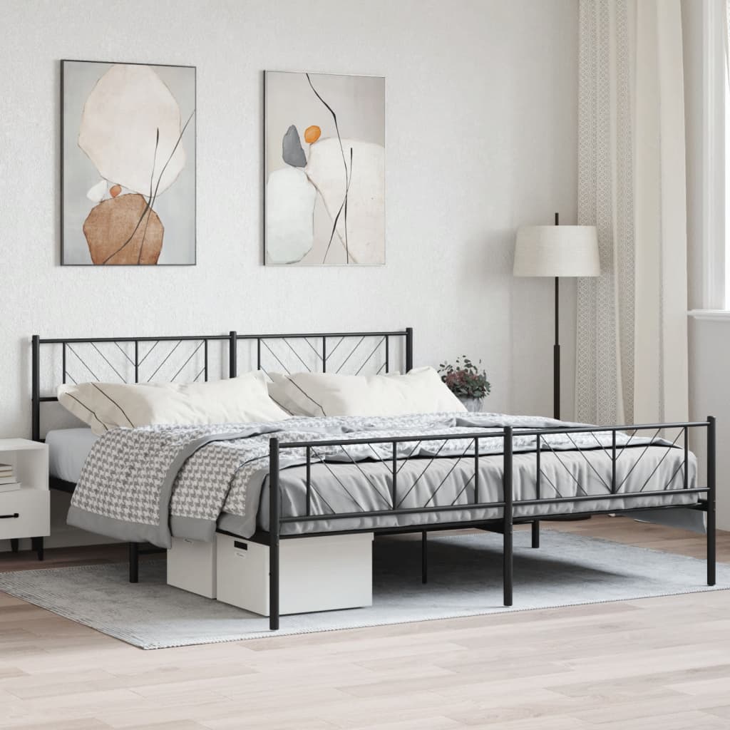 Metal Bed Frame Without Mattress With Footboard 140X200Cm