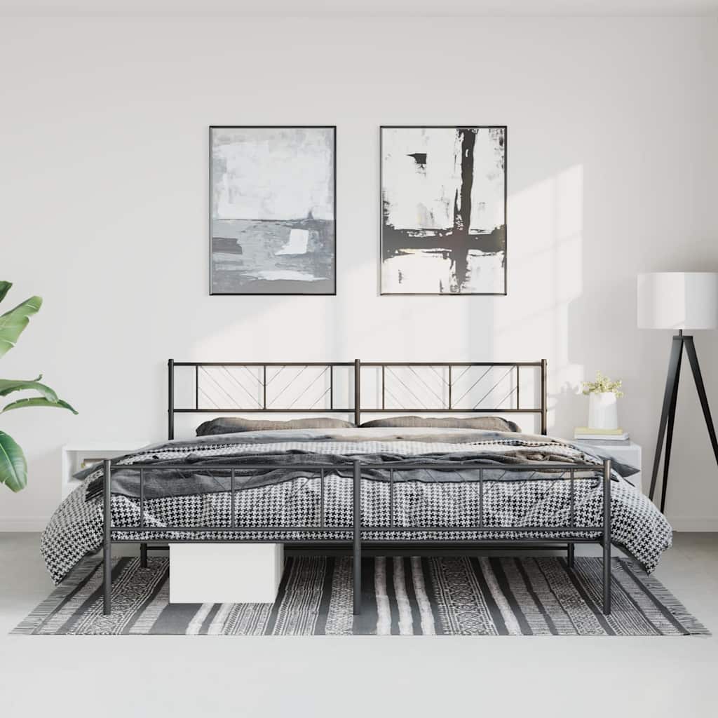 Metal Bed Frame Without Mattress With Footboard 140X200Cm
