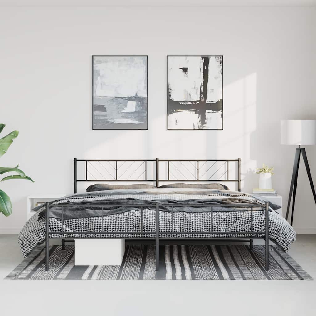 Metal Bed Frame Without Mattress With Footboard 140X200Cm