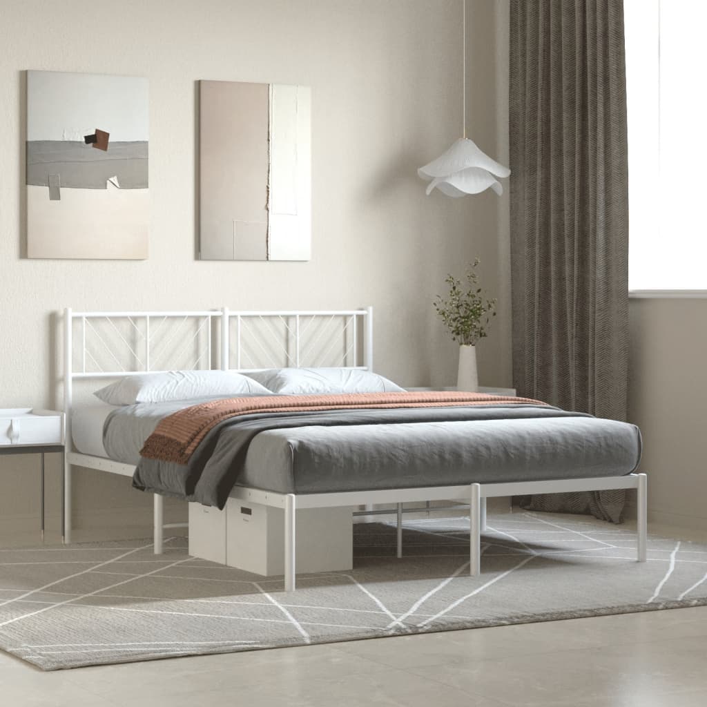 Metal Bed Frame Without Mattress With Footboard 140X200Cm