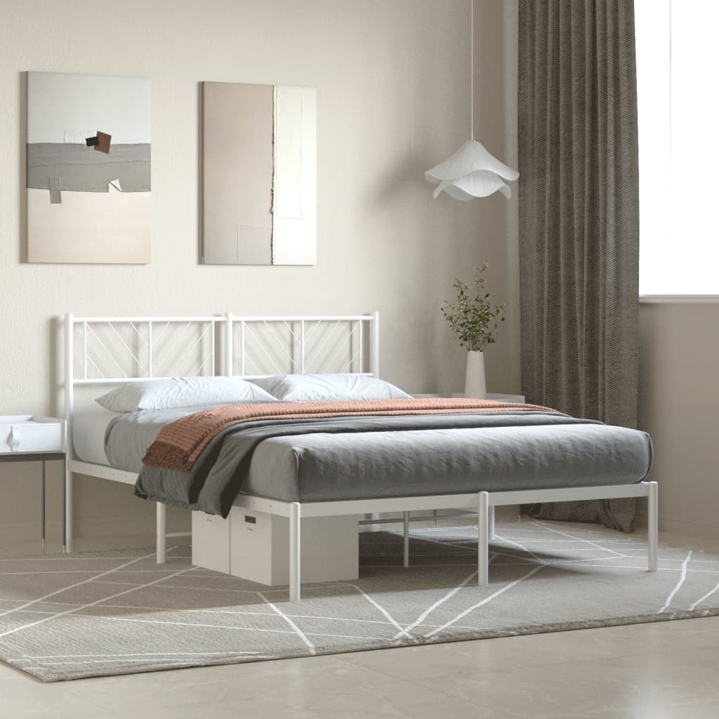 Metal Bed Frame Without Mattress With Footboard 140X200Cm