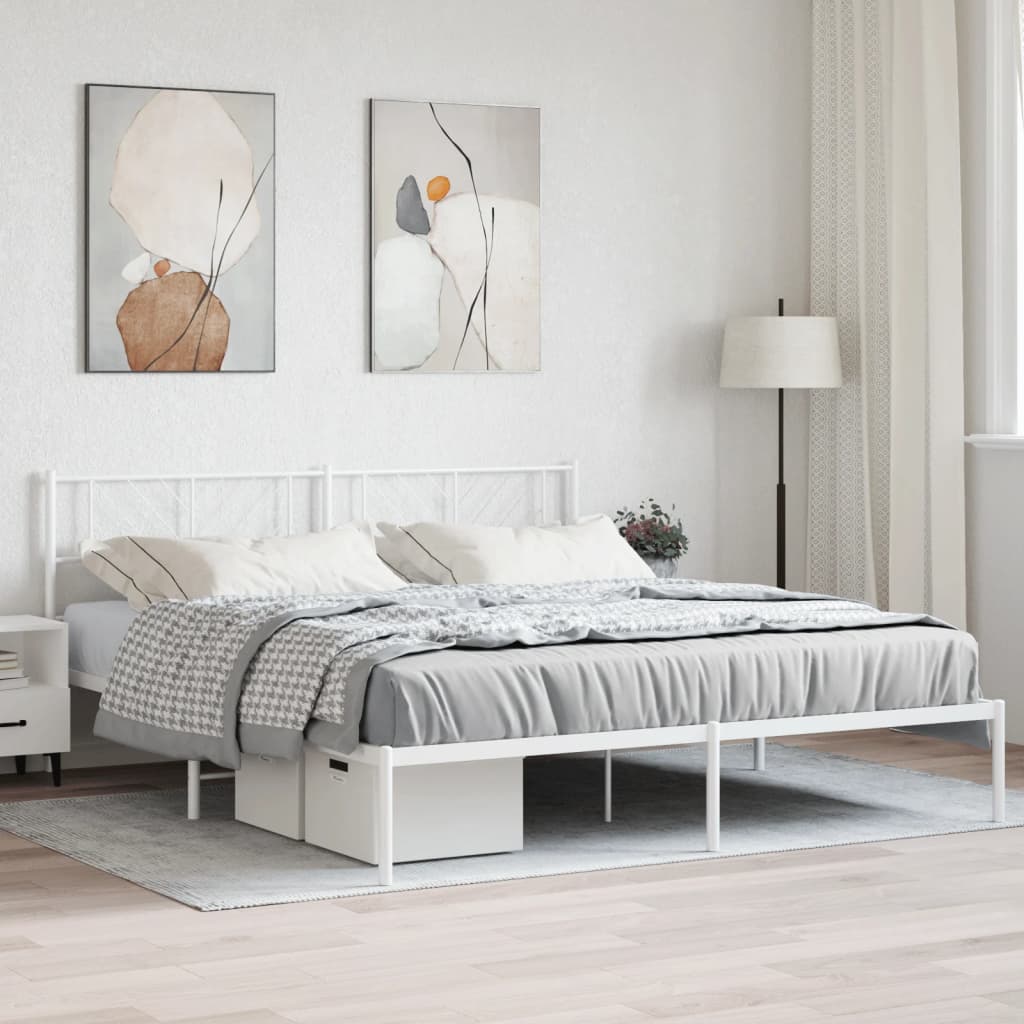 Metal Bed Frame Without Mattress With Footboard 140X200Cm