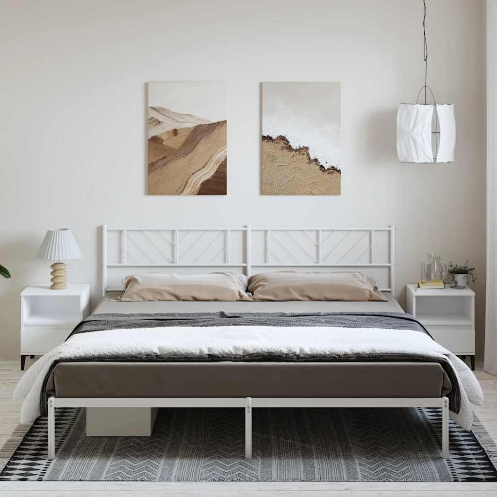 Metal Bed Frame Without Mattress With Footboard 140X200Cm