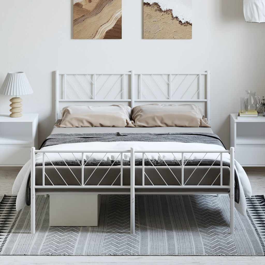 Metal Bed Frame Without Mattress With Footboard 140X200Cm