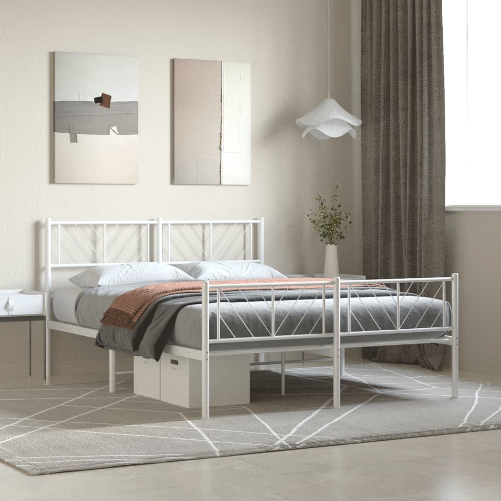 Metal Bed Frame Without Mattress With Footboard 140X200Cm